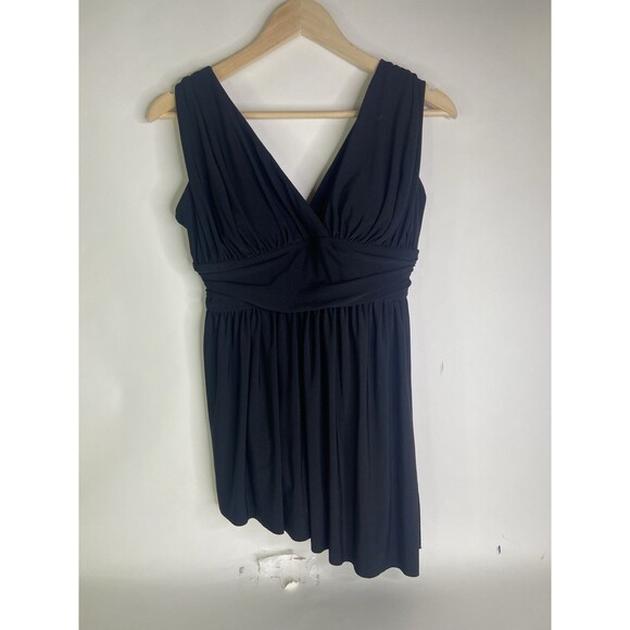 Great Lengths Womens Size 8 One Piece Skirted Swimsuit Black Asymmetrical - Picture 1 of 12